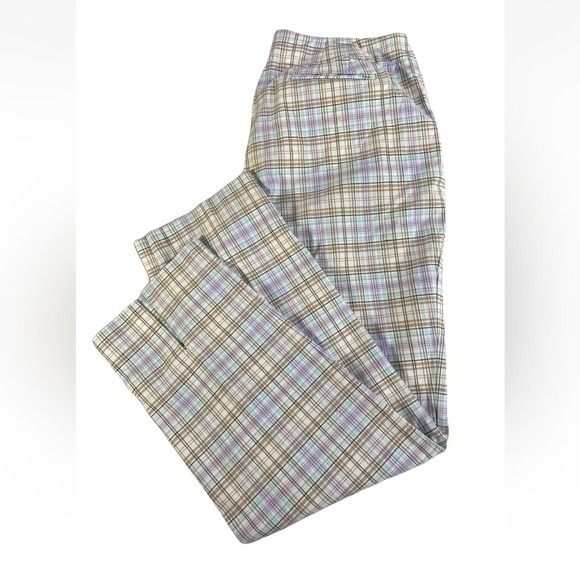 Talbots Crop Pants Stretch Multicolor Plaid Women's Size 8 Made in Hong Kong - Picture 2 of 13